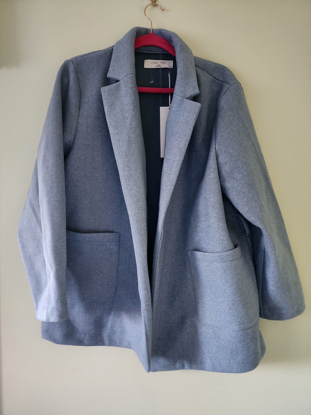 NWT Love Tree Light Blue Open-Front Blazer Coat